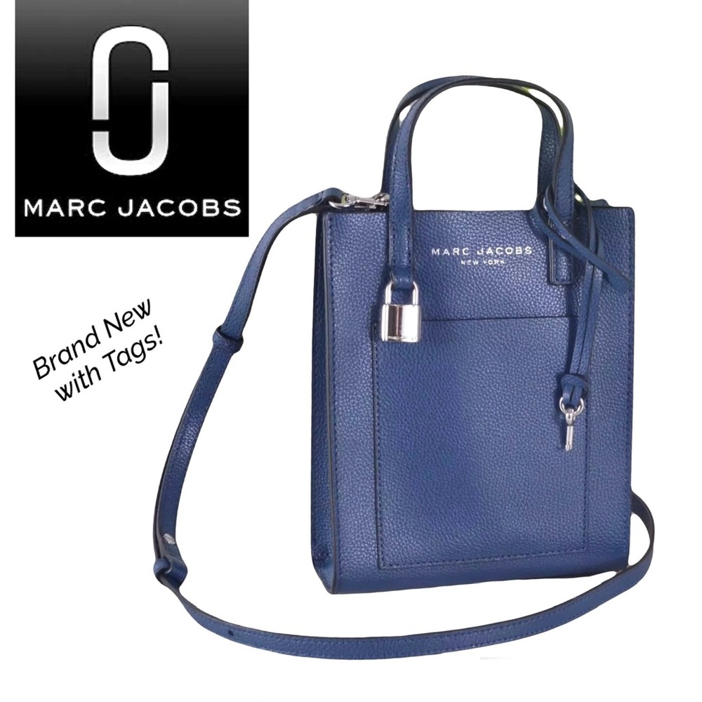 🦋New Marc Jacobs Pebbled Leather Micro Mini Grind Tote Crossbody in Azure Blue🦋 - Picture 10 of 10